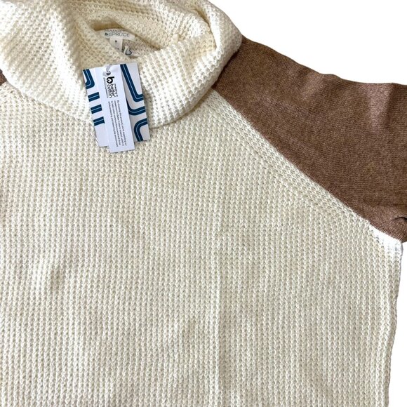 Market & Spruce Colorblock Cowl Neck Waffle Knit Sweater Cream Tan Size 3X NWT - Picture 5 of 11
